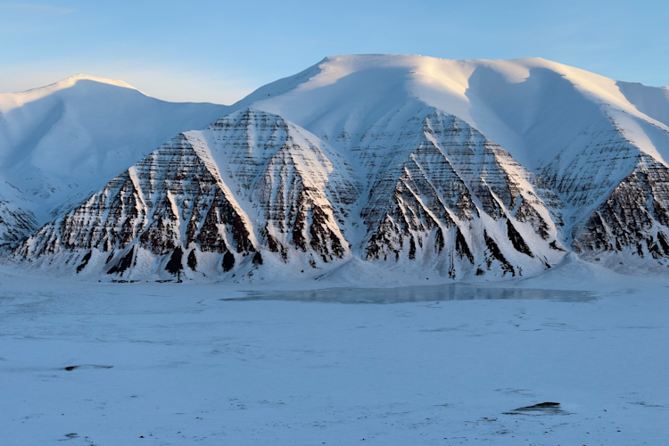 Mountainscape in the field in Svalbard, Norway 
